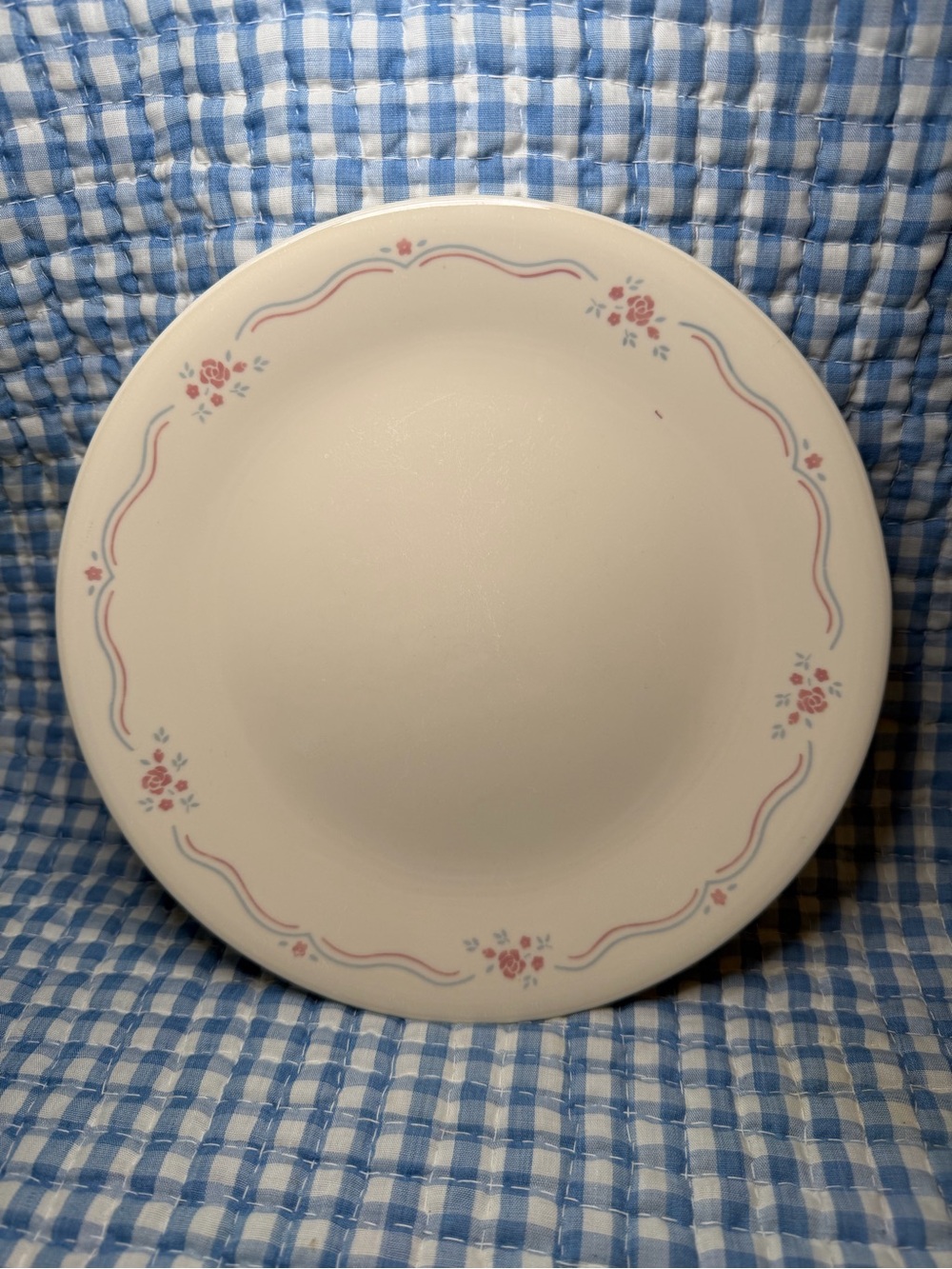 Vintage Corelle Corning English Breakfast Pink Rose Ribbon Plate